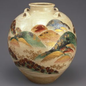 野々村仁清《色絵吉野山図茶壷》江戸時代　17世紀　